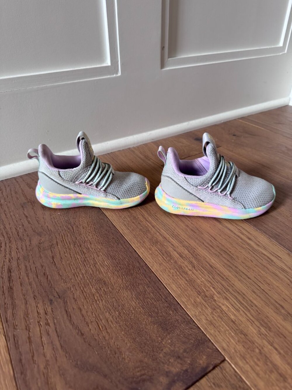 Girls Size 7.0 Adidas Toddler Lite Racer Adapt 7.0 Lace Up Sneakers Shoes - Picture 9 of 10